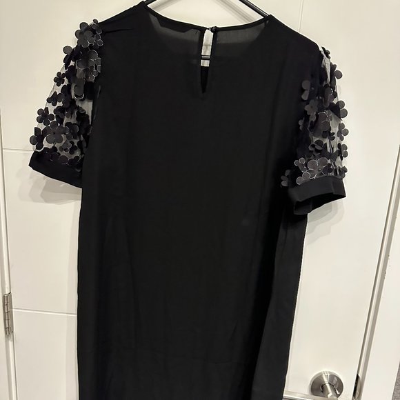 SHEIN Black Floral Sheer Sleeve T-Shirt Midi Dress - Picture 2 of 2